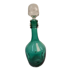 1950s Carl Ericksin Hand-Blown Emerald Dimpled Art Glass Decanter