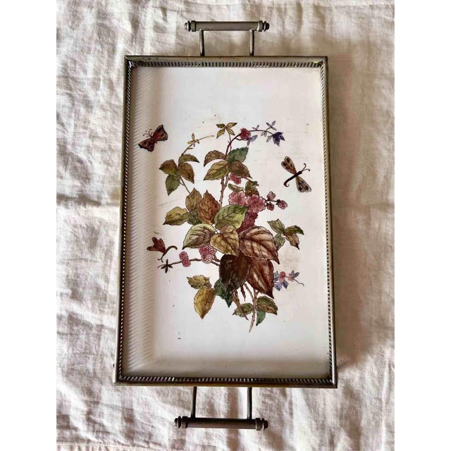 Vintage Tray with Botanical Tile from Villeroy & Boch, 1950s For Sale - Image 9 of 12