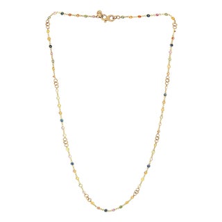 Bezel-Set Multi-Sapphire Station Necklace 18kt Yellow Gold by Designer dc For Sale