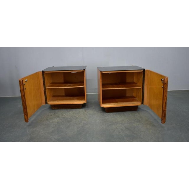Wood Vintage Art Deco Bedside Tables, 1933, Set of 2 For Sale - Image 7 of 18
