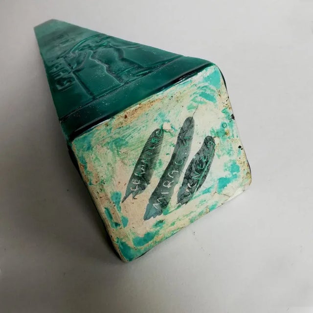 - Shaped vase - Obelisk shape - Egyptian, polychrome enamels - Signed Mircoli