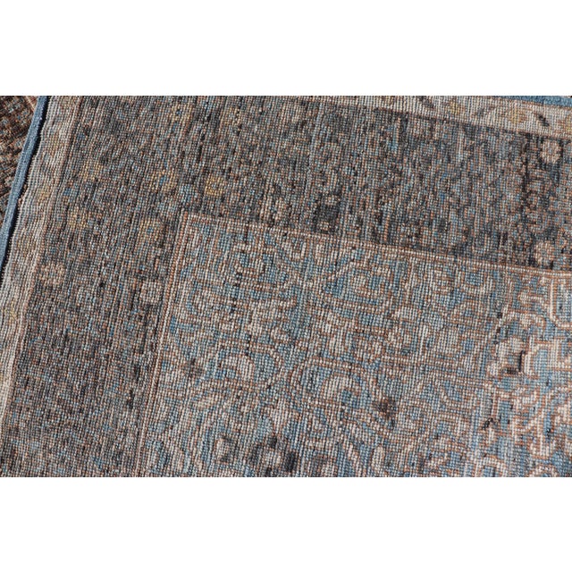 Elegant Modern Ottoman-Style Runner With Intricate Patterns in Blues and Browns 3'5" X 10'7" For Sale - Image 11 of 11