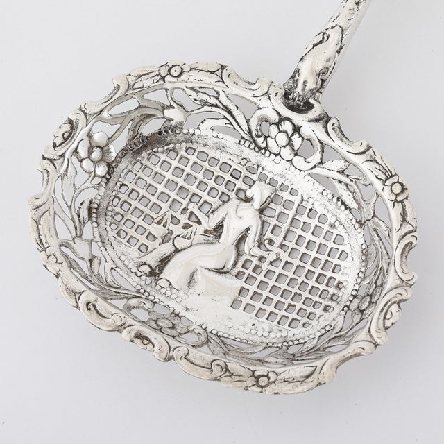 Metal Antique Dutch Silver Bon Bon, Berry, Serving Oval Spoon For Sale - Image 7 of 11