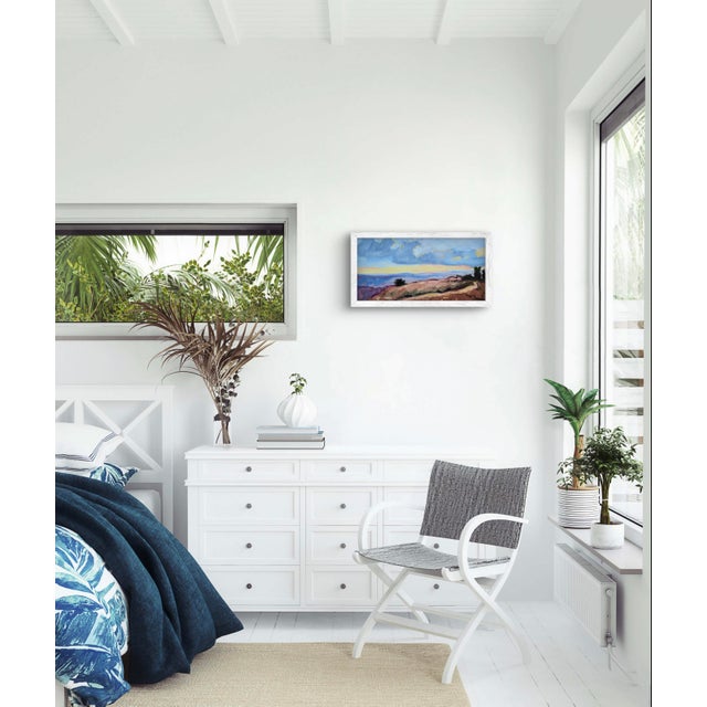 Blue Modern Impressionist Landscape Oil Painting For Sale - Image 8 of 8