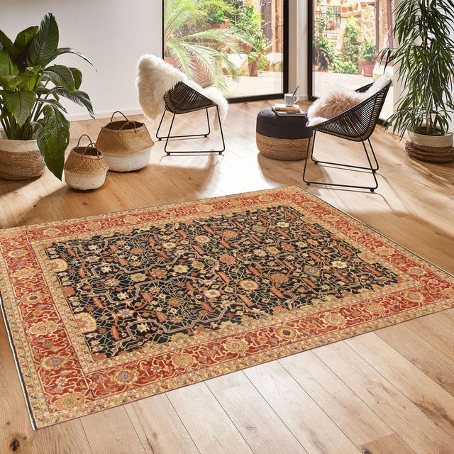 Pasargad Home Denver Navy Wool Area Rug- 9' 1" X 12' 2" For Sale In New York - Image 6 of 6