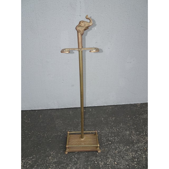 Vintage French Country Brass Firplace Tools With Elephant Head Handles For Sale - Image 10 of 12