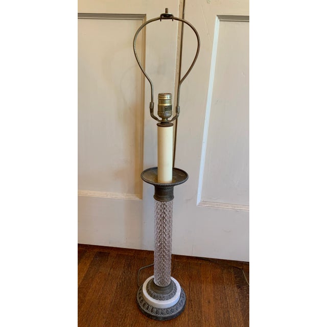 Mid-Century Modern Vintage Mid-Century Crystal, Brass, & Marble Table Lamp For Sale - Image 3 of 10