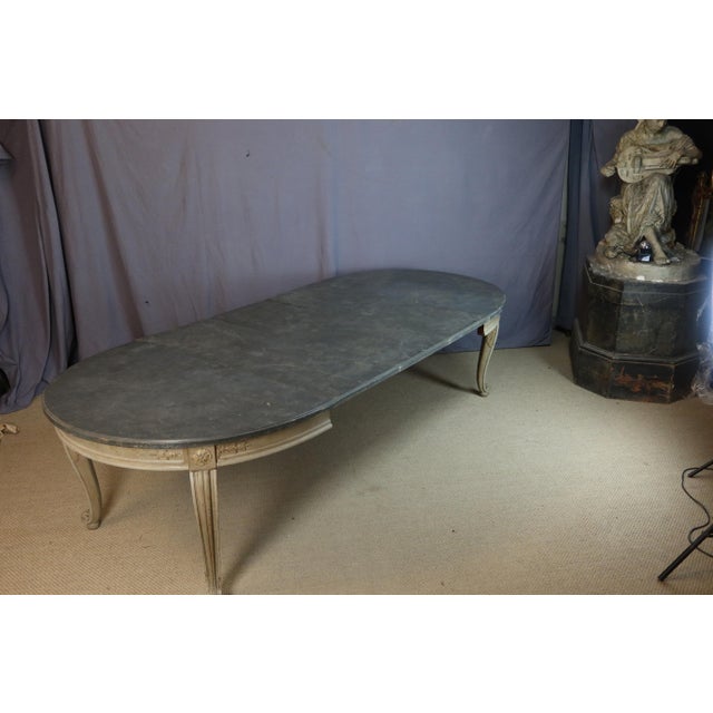Gray Vintage Dining Table with Three Leaves, 1950s For Sale - Image 8 of 11