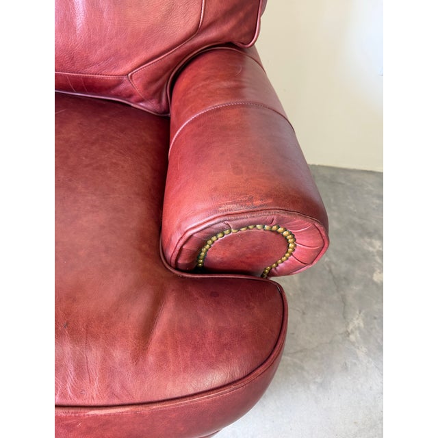 Mid-Century Modern Vintage Hancock & Moore English Style Red Leather 3-Seater Sofa For Sale - Image 3 of 12