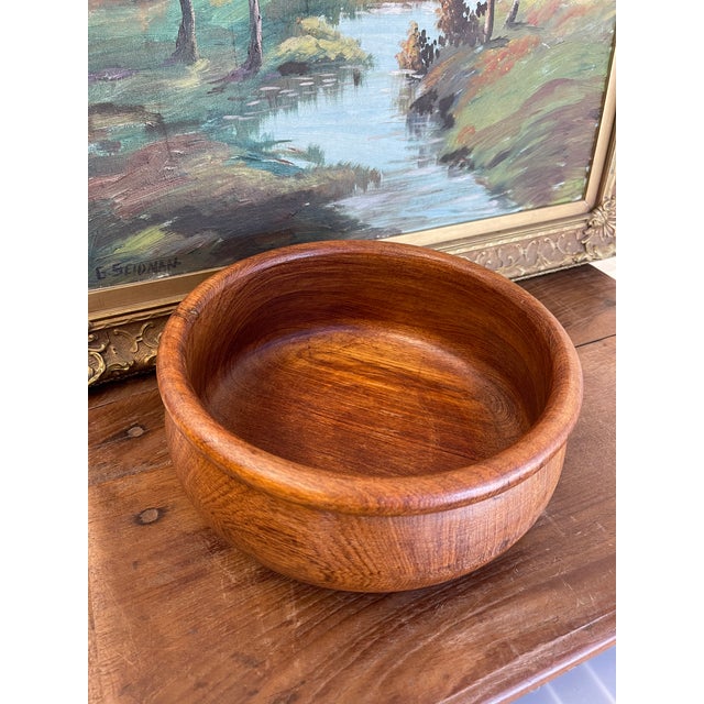 Mid 20th Century Vintage Hand-Turned Decorative Teak Wood Bowl by Winesome, Made in Thailand For Sale - Image 5 of 7