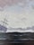 Blue Seascape with Sailing Ship, Oil Painting, Framed For Sale - Image 8 of 15
