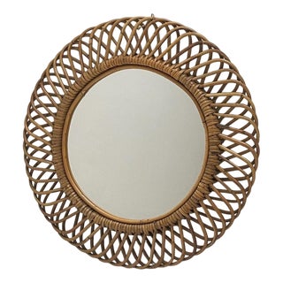 Vintage Mirror in Bamboo, 1950s For Sale