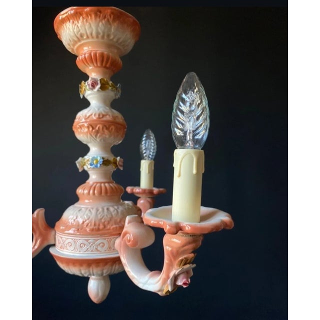 Vintage Italian Ceramic Chandelier, 1960s For Sale - Image 6 of 9