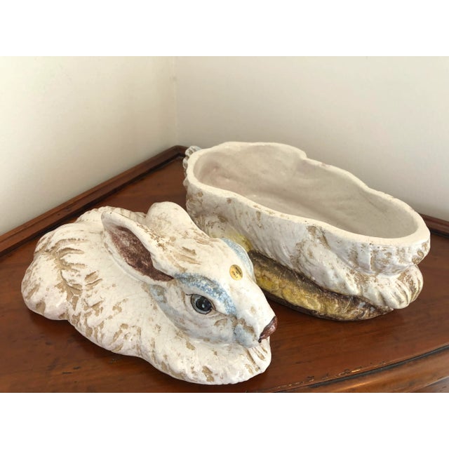 Hand Painted Ceramic Rabbit Cookie/Ginger Jar. Created in Italy.