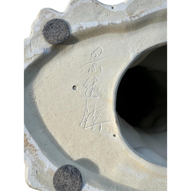 Ceramic Vintage Chinoiserie Faux Bois Celadon Ceramic Garden Stool / Accent / Side / Drinks Table For Sale - Image 7 of 7