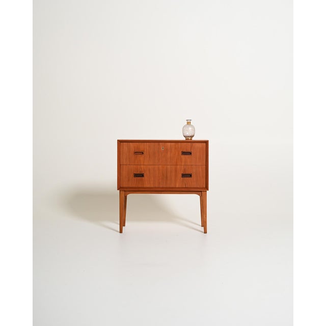 Scandinavian Teak Bedside Table with Two Drawers, 1960s For Sale - Image 3 of 10
