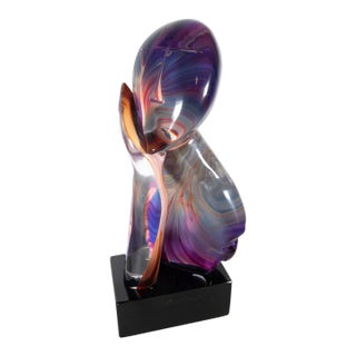 Dino Rosin L’Attesa Murano Calcedonia Glass Sculpture 22" H For Sale