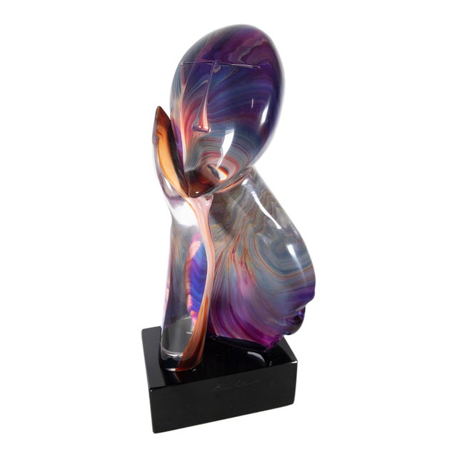 Dino Rosin L’Attesa Murano Calcedonia Glass Sculpture 22" H For Sale