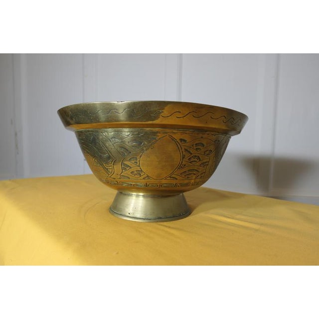 Engraved Brass Bowl, 19th Century For Sale - Image 4 of 9