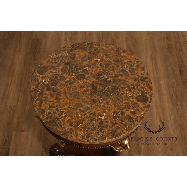 Maitland Smith Empire Style Round Marble Top Mahogany Lamp Table For Sale - Image 11 of 17