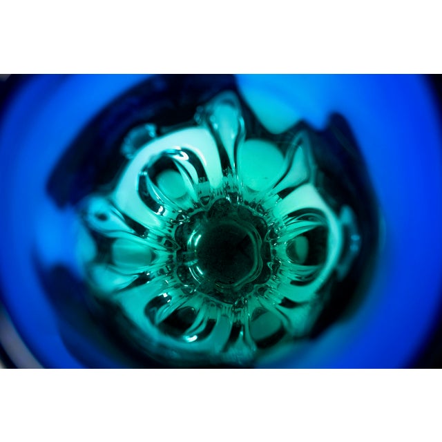 1960s European Art Glass Green-Blue Vase For Sale - Image 9 of 9