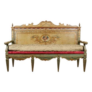 Italian 18th Century Parcel Gilt and Painted Settee For Sale