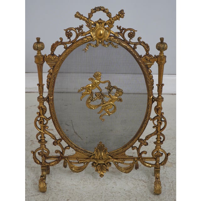 French Vintage Louis XVI 19th Century Fire Screen Fireplace Andiron Set For Sale - Image 3 of 18