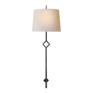 Visual Comfort Signature Cranston Large Sconce in Aged Iron with Natural Paper Shade