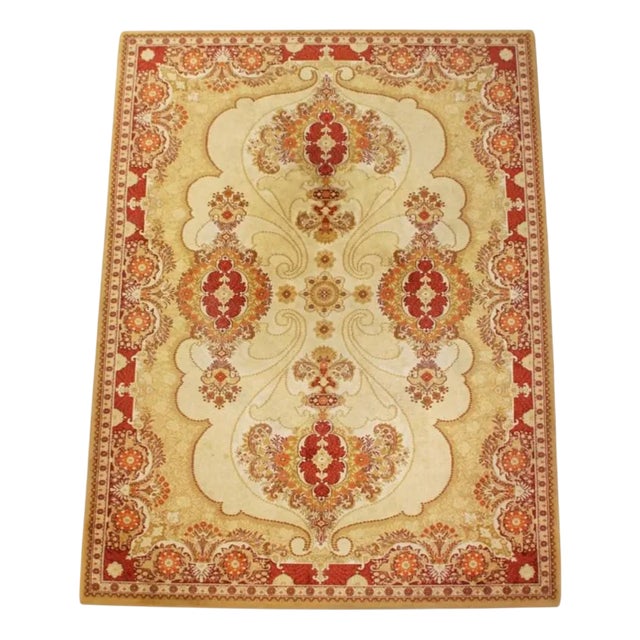Vintage Rug with Yellow and Red Colors For Sale