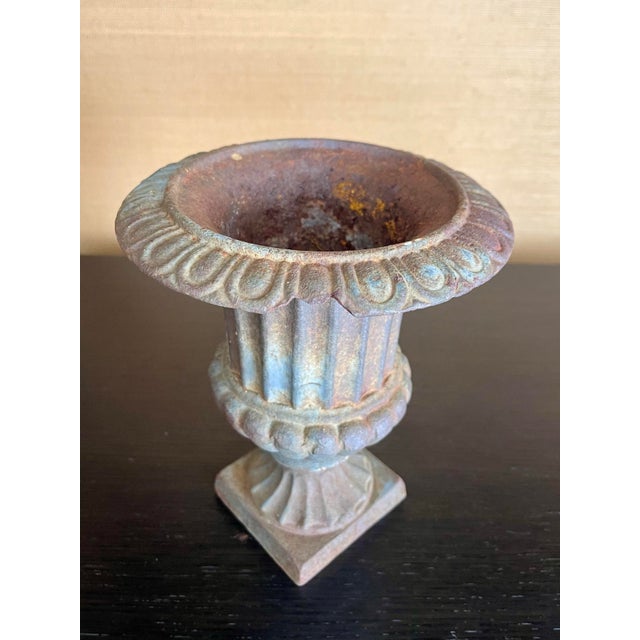 Metal Early 20th Century Timeworn Cast Iron Urn in Classical Pedestal Form For Sale - Image 7 of 12