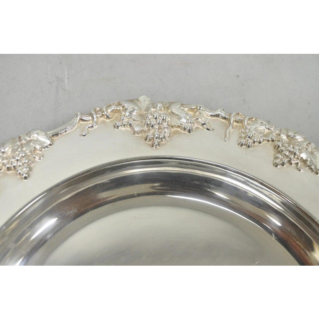 Sheffield Vintage English Victorian Sheffield Silver Plated Grapevine Repousse 12" Dish For Sale - Image 4 of 11