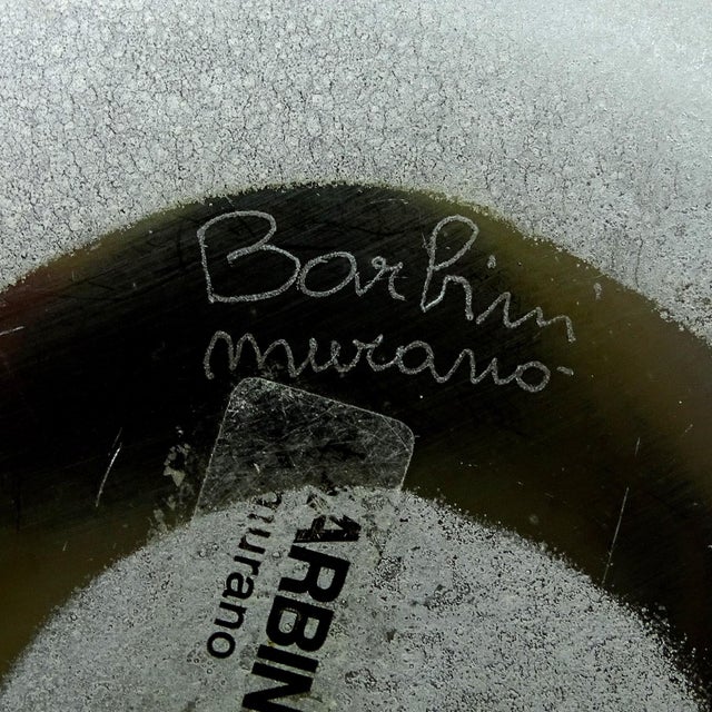 Barbini Murano Signed Vintage Abstract Pattern Scavo Texture Italian Art Glass Cylinder Flower Vase For Sale - Image 9 of 9