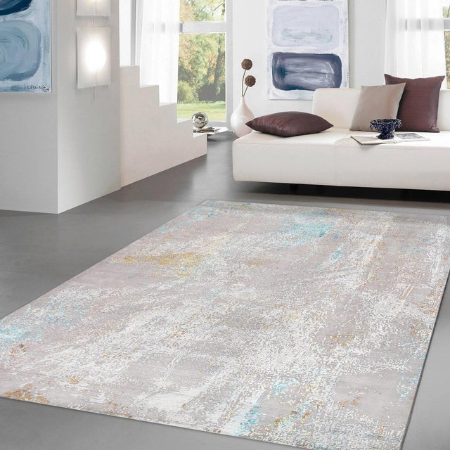 Pasargad Home Modern Beige Vsilk & Wool Area Rug- 9' 3'' X 12' 1'' For Sale In New York - Image 6 of 6
