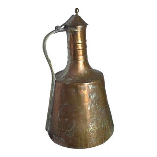 Vintage Middle Eastern Hand-Hammered Copper Pitcher Jug Ewer For Sale