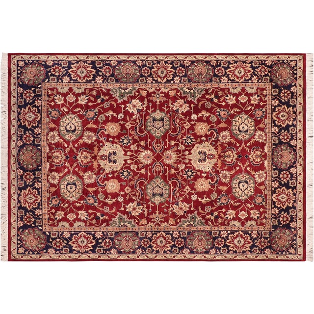 Red Shabby Chic 1990's Floral Pak-Persian Red/Blue Wool Rug - 8'1'' X 10'0'' For Sale - Image 8 of 9