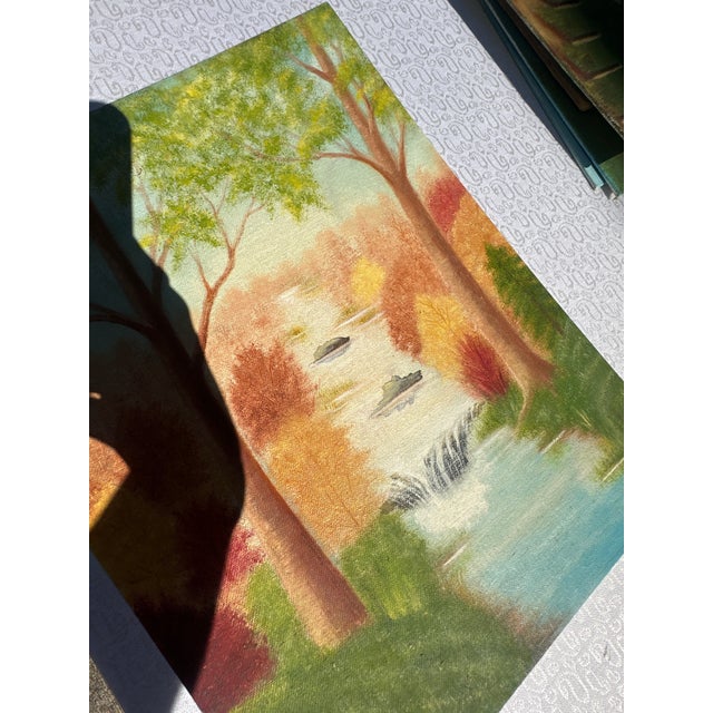 1990s 1990s Colorful Foliage and Creek Landscape Painting on Canvas, Signed by the Artist For Sale - Image 5 of 8
