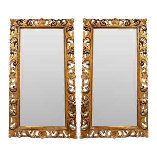 Pair of Italian Florentine Giltwood Mirrors For Sale