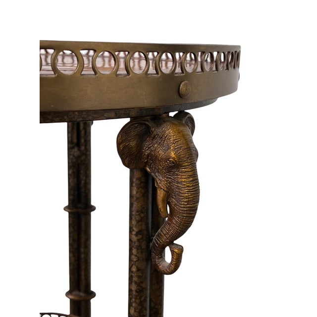 Ornamental & Decorative Materials 1980s Hollywood Regency Faux Bamboo Elephant Two-Tier Accent Table For Sale - Image 7 of 7