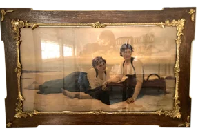 Francois A. DeLobbe 1885 Print “Two Women on the Shore” 42 X 27
