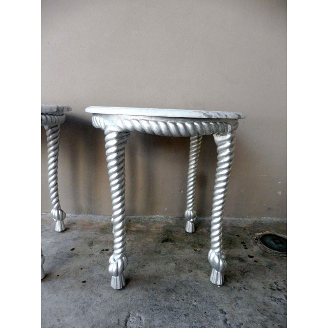 1970s 1970s Vintage Hollywood Regency Style Marble Topped Tables - a Pair For Sale - Image 5 of 9