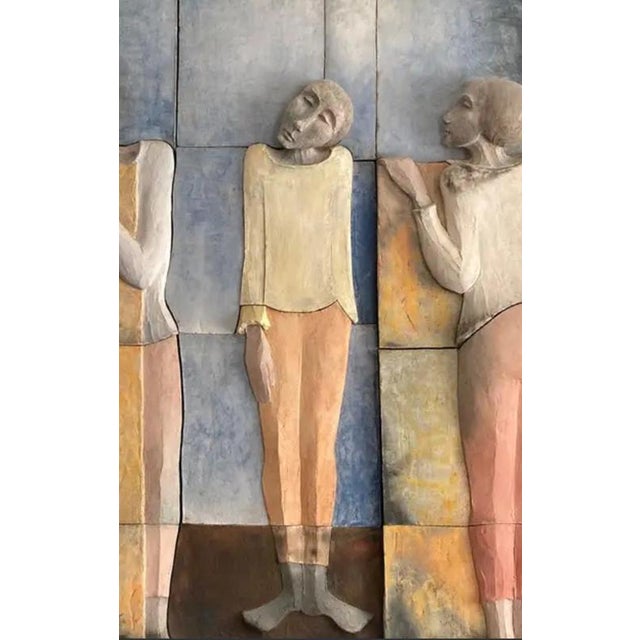 Ceramic 12-Panel Relief Wall Mural Framed in Wrou, Verdú, Spain, 2000 For Sale - Image 3 of 6