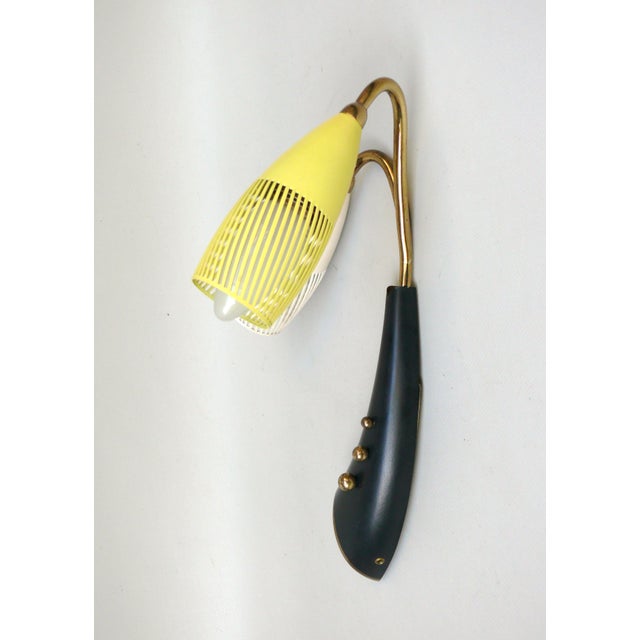 Brass, Yellow, Beige and Black Wall Lamp Set from Gebrüder Cosack, 1950s, Set of 8 For Sale - Image 12 of 18