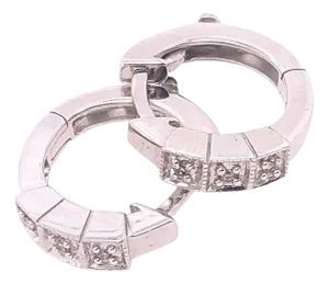 14 Karat White Gold and Diamond Small Hoop Earrings
