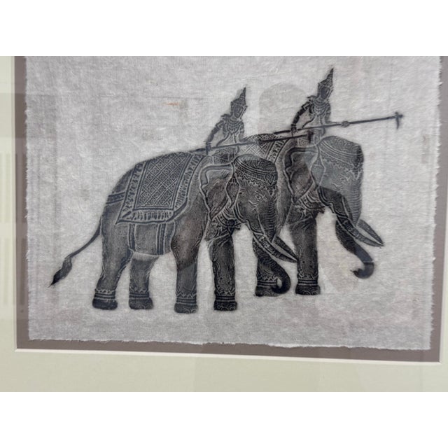 Cambodian Temple Rubbing of Elephants With Riders Holding Spears For Sale - Image 10 of 12