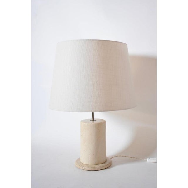 Cylindrical Travertine Lamp, 1970s For Sale - Image 6 of 6