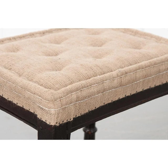 English English 18th Century Ebonized Wood & Upholstered Stool For Sale - Image 3 of 7