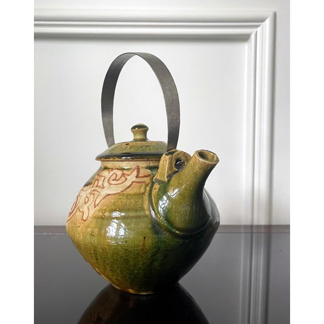 Modern Japanese Studio Pottery Oribe Tea Pot by Ken Matsuzaki For Sale - Image 15 of 17