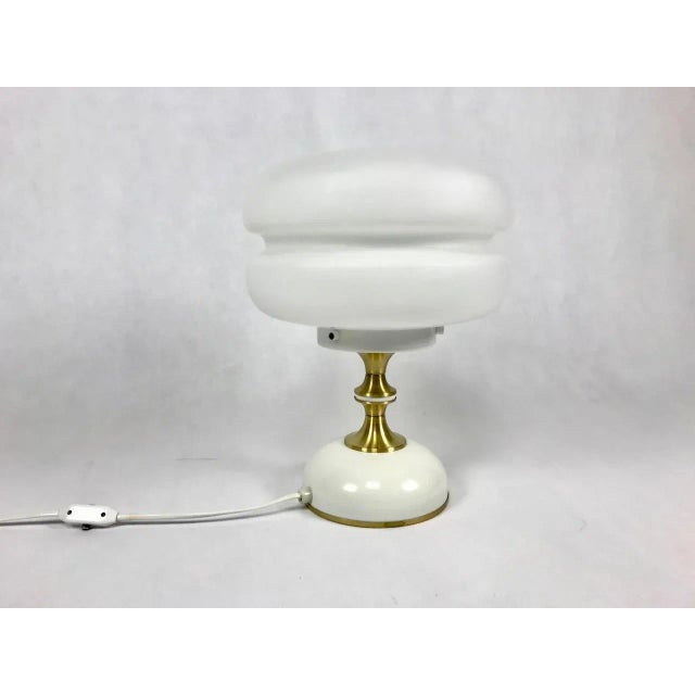 Mid-Century Milk Glass and Brass Table Lamp from Napako, 1960s For Sale - Image 6 of 8