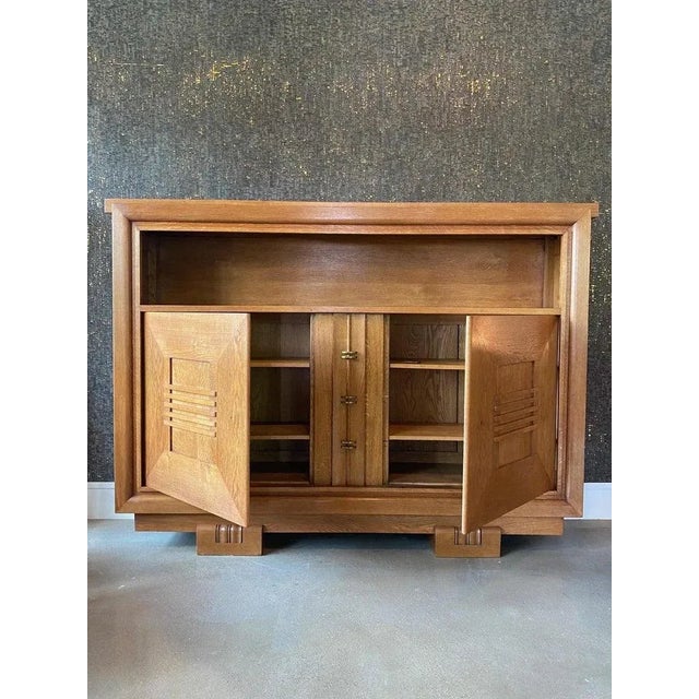 Wood Oak Cabinet by Charles Dudouyt, France, 1940's For Sale - Image 7 of 12