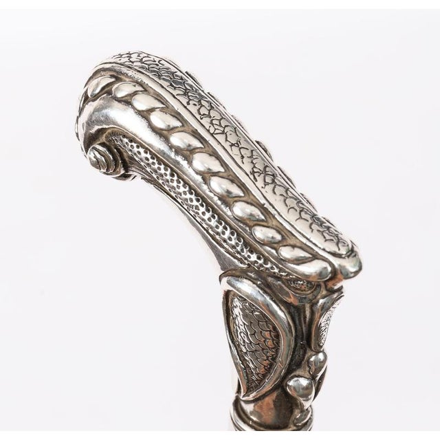 Antique French Art Nouveau Silver Walking Cane Stick, 1800s For Sale - Image 3 of 13